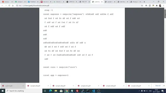 Video thumbnail for Node.js Express jsPDF Convert Text File to PDF Online App in Javascript Deployed to Website 2020