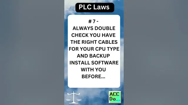 Video thumbnail for PLC Laws #7 - ALWAYS DOUBLE CHECK YOU HAVE THE RIGHT CABLES