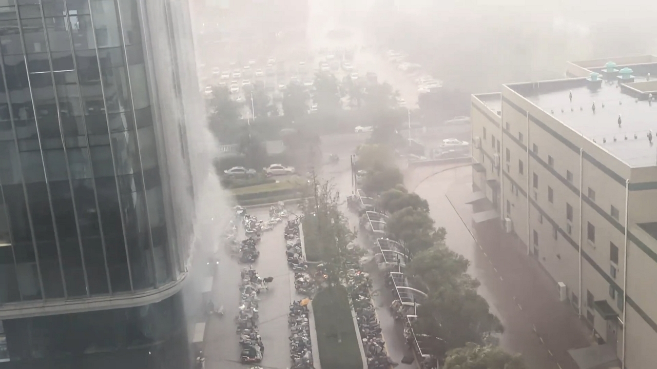 Video thumbnail for Epic Rainfall Creates Waterfall Curtain in Hebei