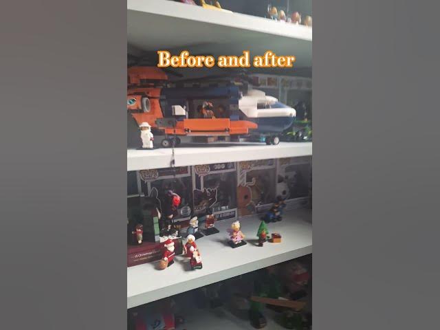 Video thumbnail for before and after, final shelf in place #subscribe #lego #shelves #legocollection #thesimpsons #xmas