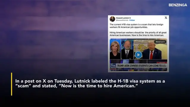 'Video thumbnail for Howard Lutnick Calls H-1B Visa A 'Scam,' Proposes Major Overhaul, Gold Card As Alternatives - 'Going To Change The Green'
