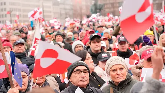 Video thumbnail for Thousands join anti-Trump 'Hands off Greenland' protests in Denmark