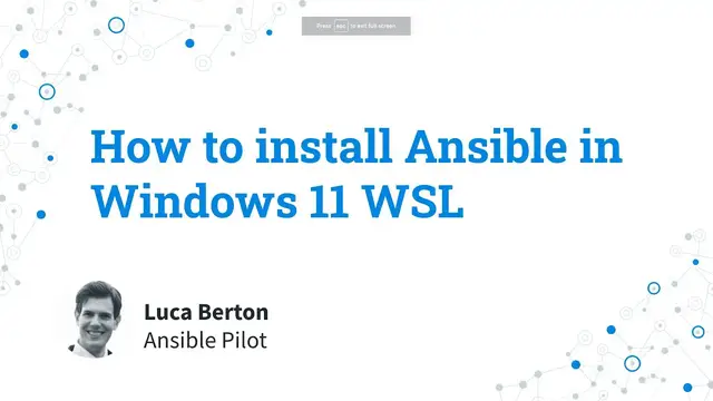 Video thumbnail for How to install Ansible in Windows 11 WSL Windows Subsystem for Linux - Ansible install