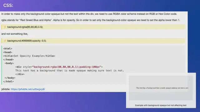 Video thumbnail for CSS Apply opacity only for div background and not text