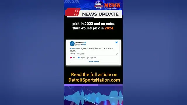'Video thumbnail for Detroit Lions sign S Brady Breeze'