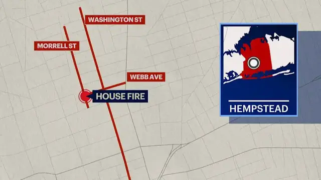 Video thumbnail for House fire leaves 9 people displaced in Hempstead