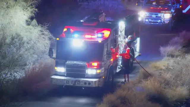 Video thumbnail for US, Phoenix: Phoenix Firefighters Battle Multiple Suspicious Fire In The Salt River Bed.