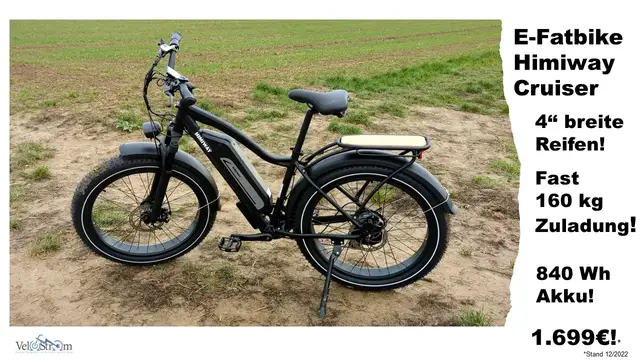Video thumbnail for Review Himiway Cruiser E-Bike: Fatbike für nur 1.699 Euro!