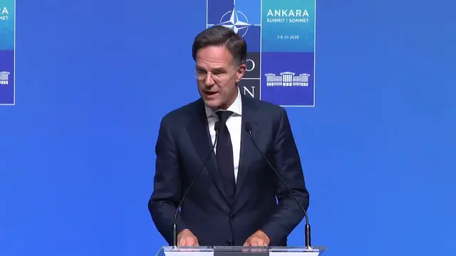 Video thumbnail for Türkiye: NATO chief Rutte addresses media after Ankara summit (1).