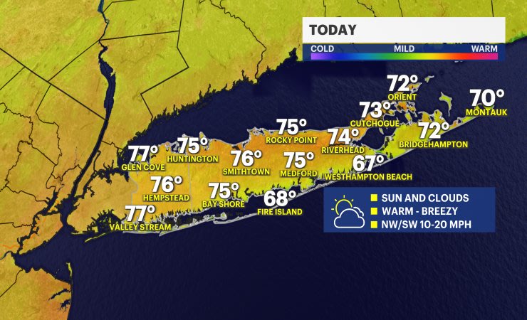 Video thumbnail for Warm today, but chilly winds on Saturday for Long Island