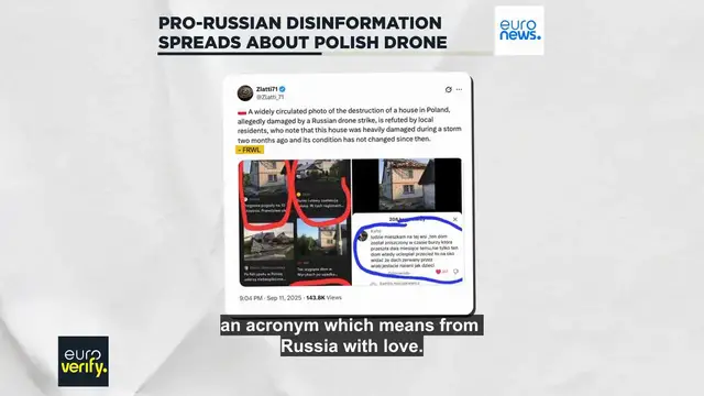 'Video thumbnail for Pro-Russian disinformation spreads false narrative about drone incursion in Poland'
