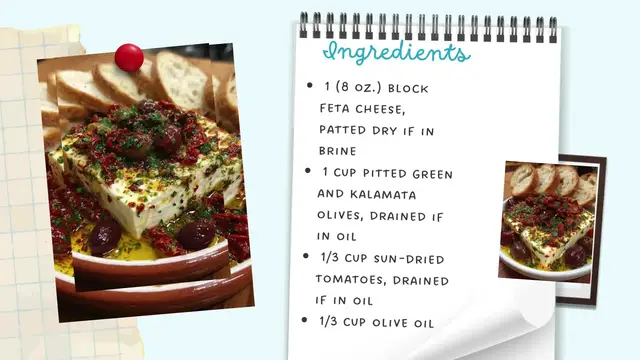 Video thumbnail for Baked Feta with Olives & Sun-Dried Tomatoes – Warm, Tangy & Crowd-Pleasing
