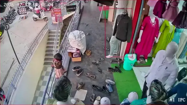 Video thumbnail for India: Four-year-old falls from first-floor clothing store, critical injuries trigger concern.
