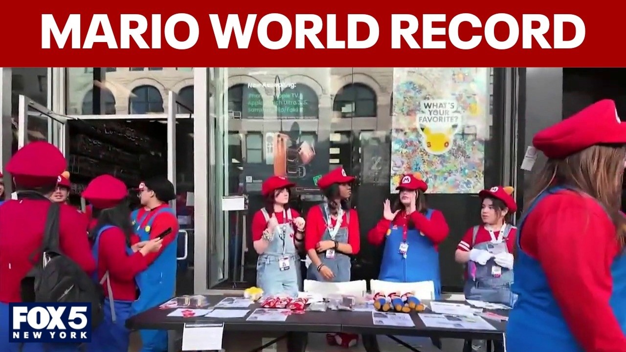 Video thumbnail for GameStop attempts Mario world record in NYC