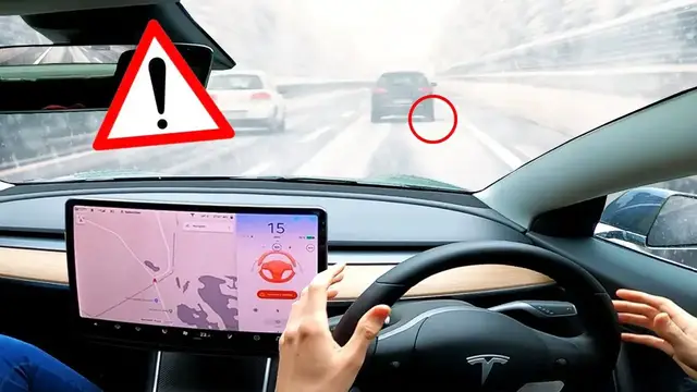 Video thumbnail for Heavy rain makes Tesla Autopilot swerve off road! BAD WEATHER UK TEST