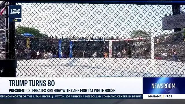 Video thumbnail for Trump turns 80: President celebrates birthday with cage fight at White House