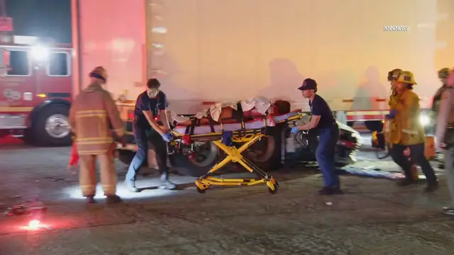 Video thumbnail for US, Los Angeles: Willowbrook Driver Killed After Car Gets Wedged Under Semi.