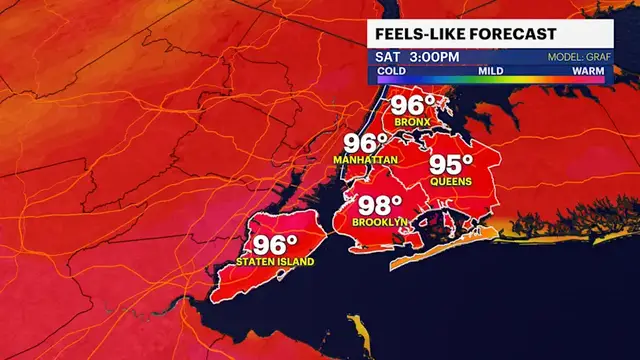 Video thumbnail for HEAT ALERT: A steamy weekend in The Bronx with a stray storm