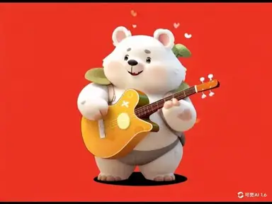 'Video thumbnail for 标准 一只可爱的白熊 在开心的弹琴'