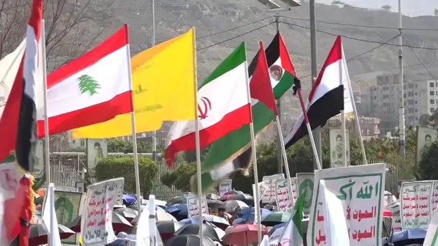 Video thumbnail for Yemen: Houthi-held areas see mass rallies backing Iran, warning Saudi Arabia.
