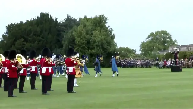 'Video thumbnail for WATCH: Donald Trump joins the King and Queen for a beating retreat ceremony'