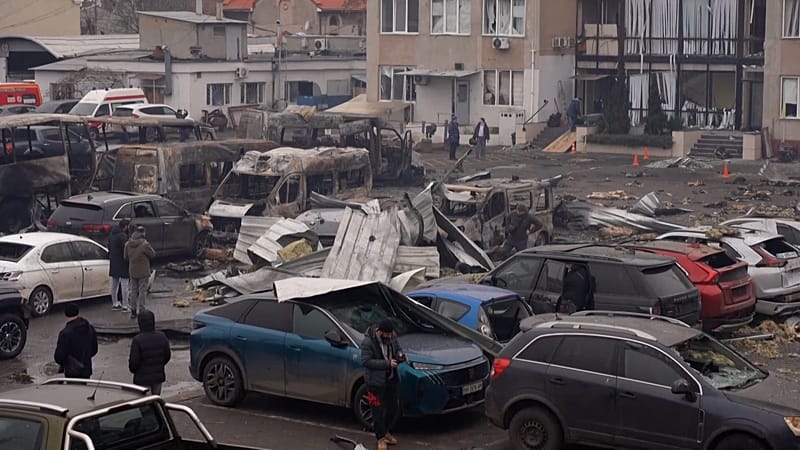 Video thumbnail for Ukraine: Mass Russian drone strike hits Odesa port and energy sites