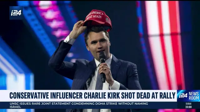 'Video thumbnail for Conservative influencer Charlie Kirk shot dead at rally'