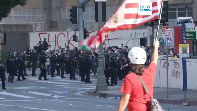 Video thumbnail for At least 27 arrested as Los Angeles protests against ICE immigration raids continue