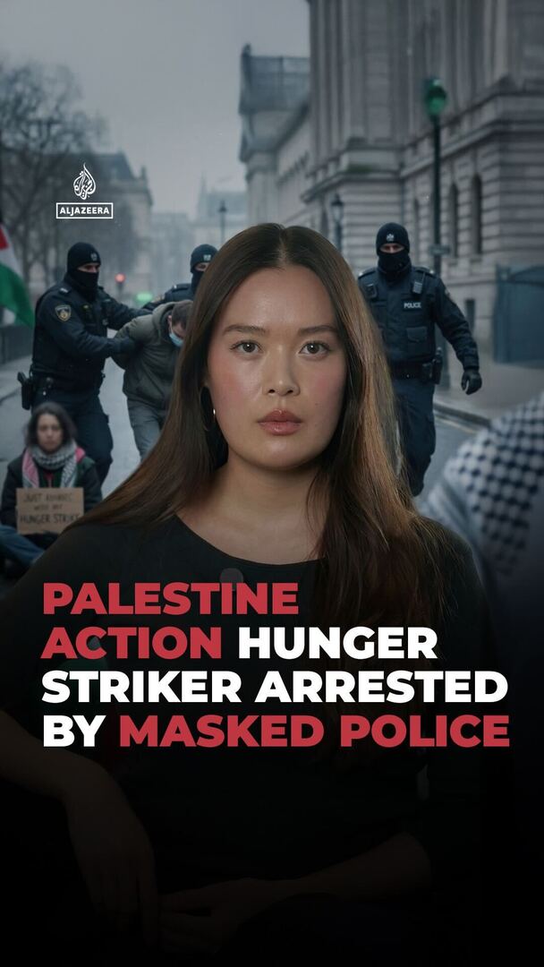 Video thumbnail for Palestine Action hunger striker arrested by masked police