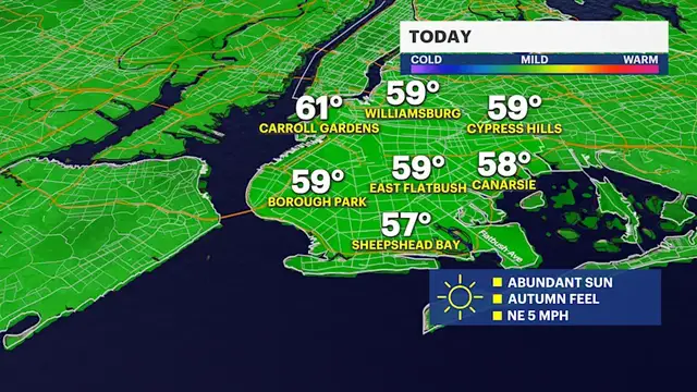 Video thumbnail for Cool temperatures, sunny skies today in Brooklyn