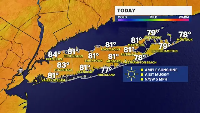 Video thumbnail for Long Island Forecast: Perfect Wednesday, thunderstorms return Thursday & Friday