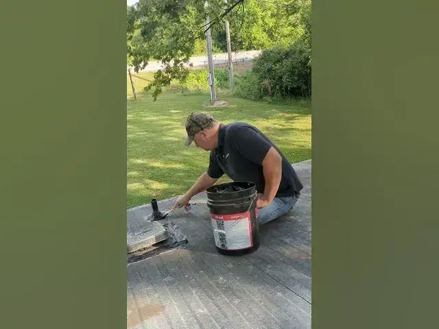 Video thumbnail for How to Tar Metal Roof #Shorts