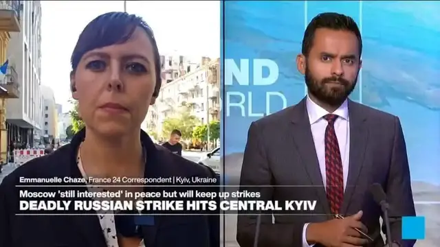 'Video thumbnail for Deadly Russian strike hits central Kyiv'