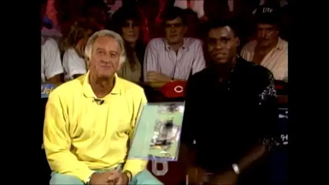 'Video thumbnail for Bob Uecker & Carl Lewis introduces video clip on The All New Bob Uecker Sports Show'