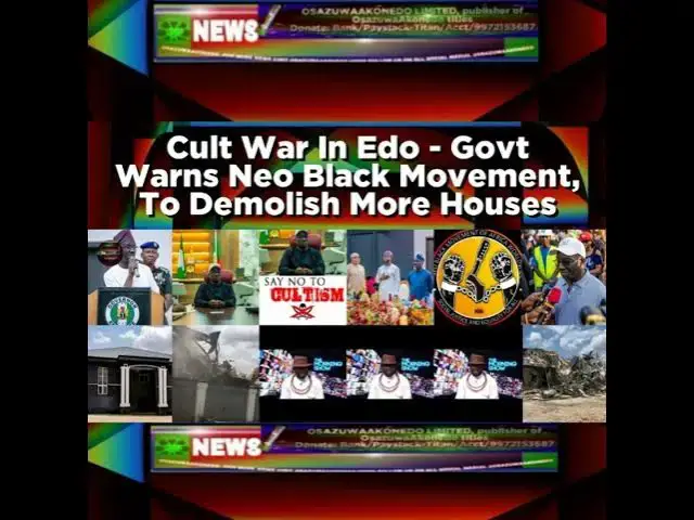 Video thumbnail for Cult War In Edo - Govt Warns Neo Black Movement, To Demolish More Houses