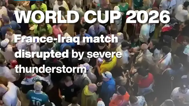 Video thumbnail for World Cup 2026: France-Iraq match disrupted amid thunderstorm