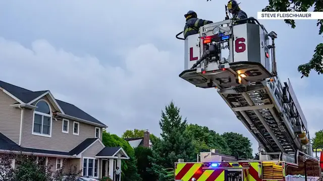 Video thumbnail for Firefighters respond to Hicksville home struck by lightning