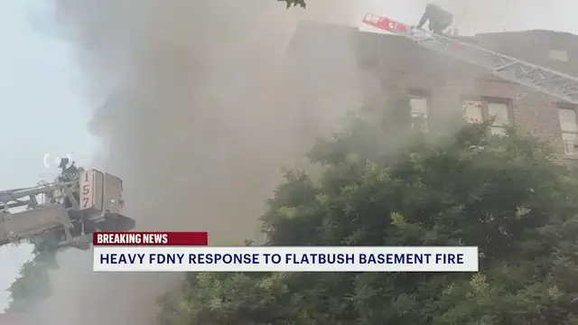 Video thumbnail for Flames erupt in basement of Flatbush building