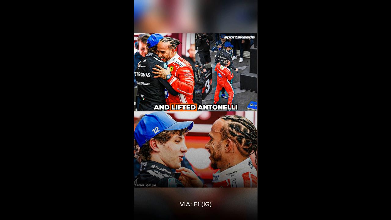 Video thumbnail for Lewis Hamilton lifts Kimi Antonelli twice in a wholesome moment following the Canadian GP ❤️