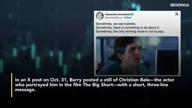 'Video thumbnail for Michael Burry's Cryptic Message On Bubbles 'Winning Move Is Not To Play''