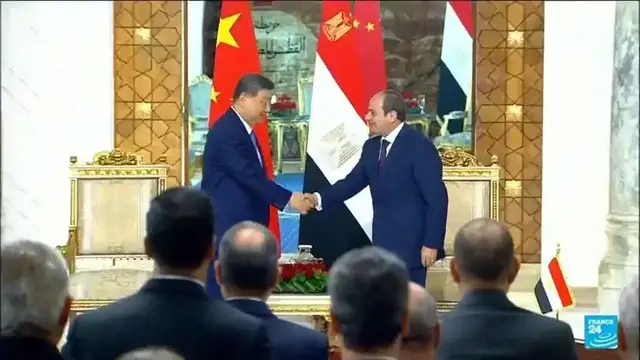 Video thumbnail for Egypt welcomes Xi as Beijing expands influence in region