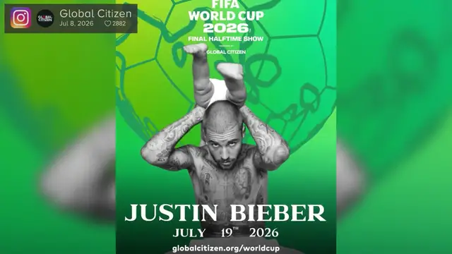 Video thumbnail for UNCAPTIONED: Justin Bieber joining Madonna, BTS and Shakira for 2026 FIFA World Cup Final Halftime Show.