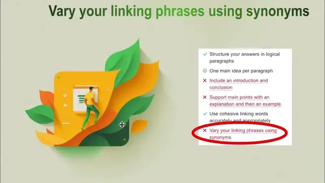 Video thumbnail for Free IELTS Essay Check: Vary your linking phrases using synonyms