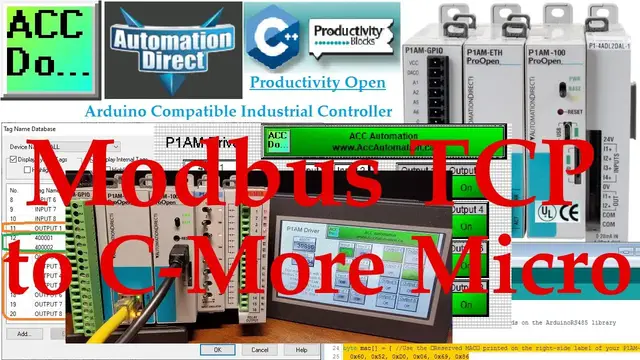 Video thumbnail for Productivity P1AM Industrial Arduino Modbus TCP to C-More Micro EA3