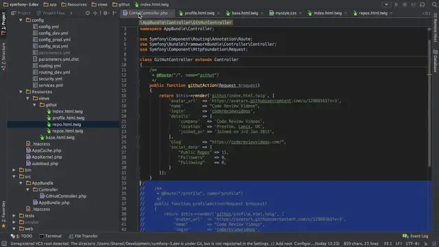 'Video thumbnail for [3/7] - Symfony 3 Tutorial - Replicating Your GitHub Profile'