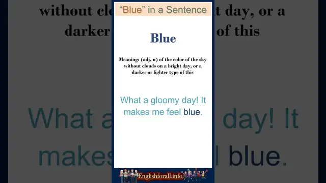 Video thumbnail for Blue meaning | Blue in a Sentence | Most common words in English #shorts