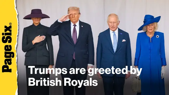 'Video thumbnail for Donald and Melania Trump are greeted by British Royals in a Windsor Castle Arrival Ceremony'
