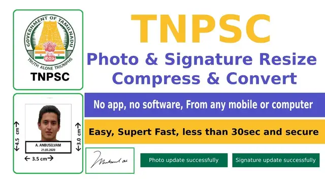 'Video thumbnail for TNPSC Photo compressor, resizer and converter 2023 with name date | Mobile + PC'