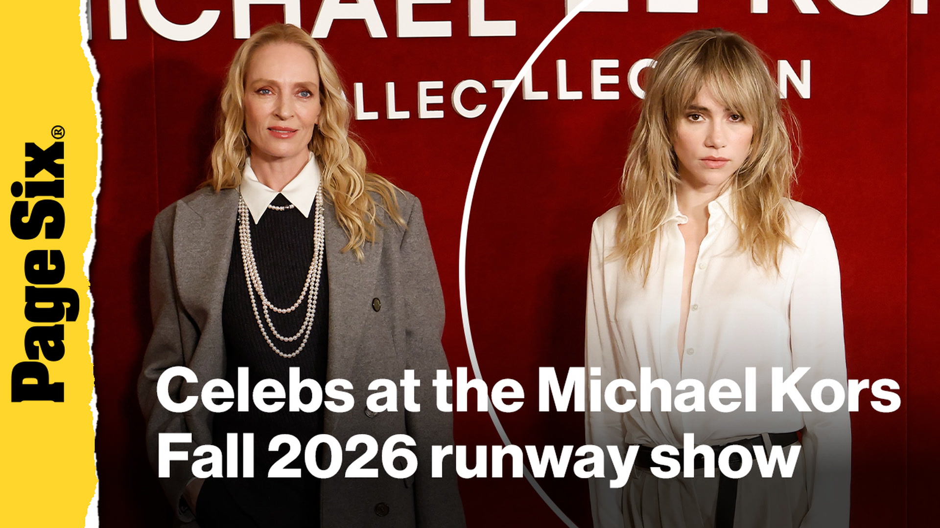 Video thumbnail for Uma Thurman, Suki Waterhouse, Olivia Munn and more at Michael Kors' Fall 2026 runway show