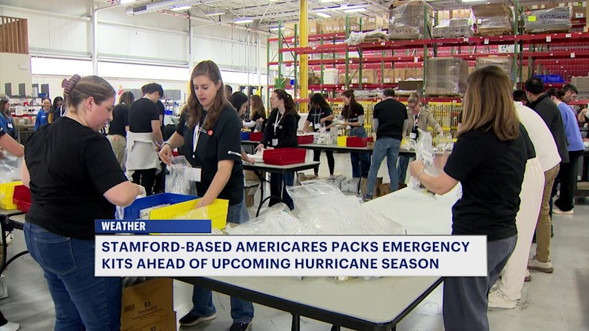 Video thumbnail for Volunteers at Americares pack emergency kits ahead of hurricane season